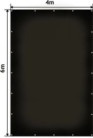 JAGO Plandeka 650 g/m², aluminiowe oczka, czarna, 4 × 6 m
