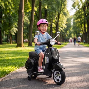 AIYAPLAY Elektryczny motocykl dziecięcy Vespa PX150 12V z akumulatorem litowym 35W 2 silniki 25° ograniczenie skrętu dla dzieci 3-6 lat | Aosom PL