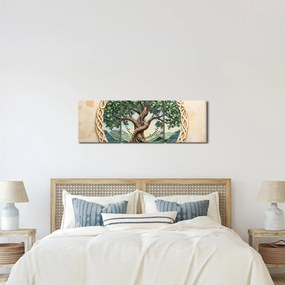 Obraz – Splecione drzewo życia (z zegarem) (90x30 cm)