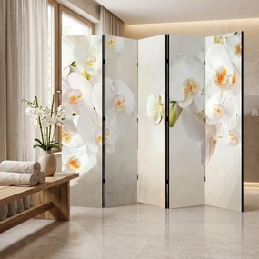 Parawan pokojowy 5-częściowy 225x172 Dwustronny dekoracyjny elegancki romantyczny Kremowy Białe Orchidee Spa