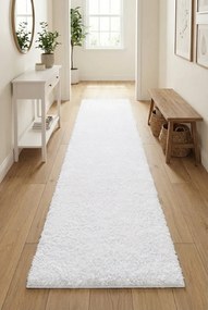 Biały chodnik shaggy na metry G6-F02