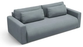 Szaroniebieska aksamitna rozkładana sofa ze schowkiem 238 cm Belfast – Cosmopolitan Design