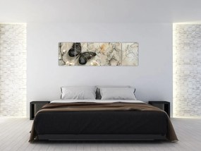 Obraz - Marmurowe tło z motylami (170x50 cm)
