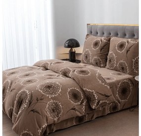 PrzytulneMieszkanie.pl PrzytulneMieszkanie.pl PrzytulneMieszkanie.pl Zestaw pościeli z mikropluszu PAMPELINO jasnobrązowy + prześcieradło z mikropluszu SOFT 90x200 cm białe, pojedyncze łóżko