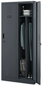 Szafa socjalna BHP ubraniowa czterokomorowa KACPER, 800 x 1800 x 500 mm, antracytowa