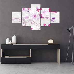 Obraz gałązki z kwiatami (125x70 cm)