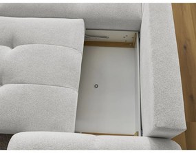 Jasnoszary rozkładany/ze schowkiem narożnik z tkaniny szenilowej (lewostronny/z szezlongiem) Roxelane – Bobochic Paris