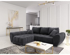 Ciemnoszary rozkładany narożnik z aksamitnym obiciem Windsor &amp; Co Sofas Nuage, lewostronny