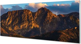 Szklany Panel Ognisty Zachód Słońca w Górach