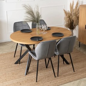 Stół Okrągły Rozkładany LUGO 90-190 cm Dąb Złoty/Czarny Loft