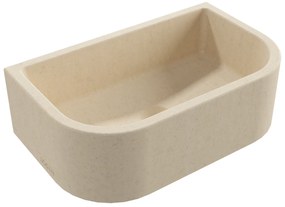 Umywalka betonowa półokrągła wisząca / nablatowa bez otworu na baterię 49 x 30 cm PALANGA | różne kolory : Kolor - Kość słoniowa/Ecru, Typ montażu - nablatowa