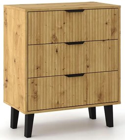 Komoda ryflowana z 3 szufladami dąb artisan N2-Z51