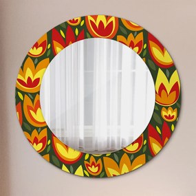 Tulipany retro Lustro dekoracyjne okrągłe