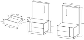 Zestaw 2 szafek nocnych biały + dąb grandson - Medina 14X