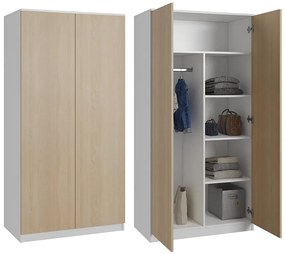 Szafa garderoba CLASSIC - Biała/Dąb Sonoma  | 180x90x50 cm