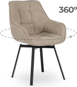 Krzesło Tapicerowane Obrotowe do Salonu LUNA 2 Beżowe Nowoczesne Loft