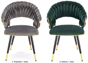 Krzesło welwetowe w stylu glamour popielaty + złoty - Mellifera