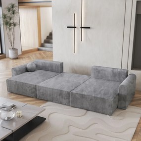 Masseno Narożnik FENTO z funkcją spania i pojemnikiem na pościel Narozniki U, Rozkładana sofa - Jasnoszary, POSO 55