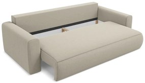 Beżowa aksamitna rozkładana/ze schowkiem sofa 238 cm Kapua – Makamii