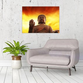 Obraz - Budda z czerwonym i żółtym tłem (70x50 cm)