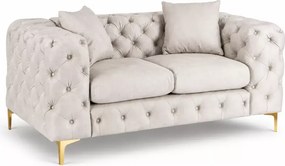 Luksusowa sofa Loario welurowa glamour z pikowaniem – elegancka sofa dwuosobowa do salonu