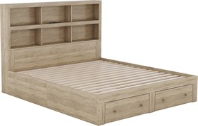 Łóżko dla dorosłych 160x200cm - z 2 szufladami - zagłówek z miejscem do przechowywania - wykonane z drewna - materac nie jest wliczony w cenę