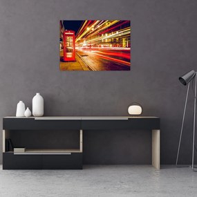 Obraz na szkle - czerwona budka telefoniczna w Londynie (70x50 cm)