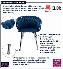Niebieskie krzesło na chromowanych nogach F4-W44