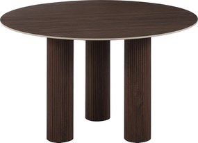 Okrągły stół jadalniany dla 4 osób – Blat z ceramiki w efekcie naturalnego ciemnego orzecha – ANA