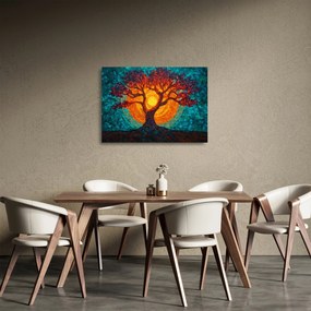 Obraz na szkle - Drzewo życia i słońce w mozaice (70x50 cm)