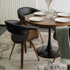 Krzesło Tapicerowane z Drewna Giętego Do Jadalni OHIO Czarne Ekoskóra Nowoczesne Loft