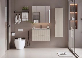 Szafka pod Umywalkę 80cm 2 Szuflady Ryflowane Fronty Beż Piaskowy Cleo