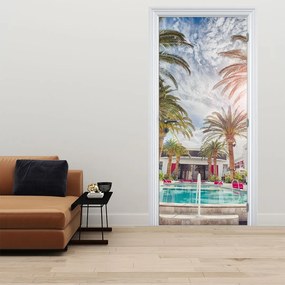 Fototapeta na drzwi - Palmy z basenem (95x205cm)