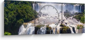 Obraz wodospadu Iguassu (z zegarem) (90x30 cm)