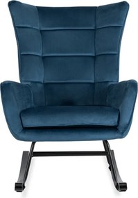 Fotel Bujany na Biegunach Uszak Wypoczynkowy JACKSON Granatowy Welurowy do Salonu Nowoczesny