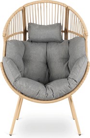 Fotel Ogrodowy CEZARE Wypoczynkowy Kokon Szary Nowoczesny Boho