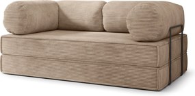 Masseno Sofa piankowa ALVIO z funkcją spania, Kanapa z pianki do salonu, Bezmontażowa, Tkanina sztruksowa – Beżowy POSO 02