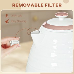 HOMCOM Czajnik elektryczny, 1,7L, 2,2kW, szybkie gotowanie z wyjmowanym zmywalnym filtrem antykamiennym | Aosom PL