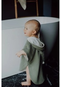 Muślinowe poncho dziecięce w kolorze khaki rozmiar S – Malomi Kids