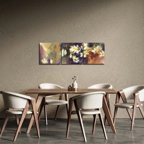 Obraz - Białe magnolie, malarstwo (z zegarem) (90x30 cm)