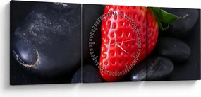 Obraz truskawki (z zegarem) (90x30 cm)