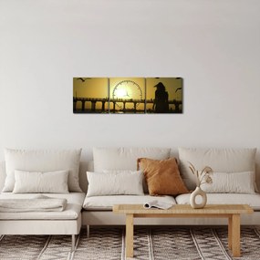 Obraz - Spacer po plaży (z zegarem) (90x30 cm)