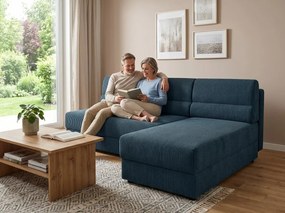 Rozkładana dwustronna sofa narożna L TAVERO 201x140 cm, ciemnoniebieska