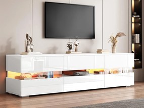 Meble TV 160 cm na telewizor 70" z LED - 2 drzwi i 1 szuflada - Biały