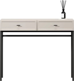 Toaletka Lorini 100 cm z szufladami - kaszmir / czarne uchwyty T-bar / stelaż