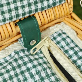 Outsunny Kosz Piknikowy z Wierzby dla 2 Osób z Izolowaną Torbą Chłodzącą i Zestawem Sztućców Jasnobrązowy