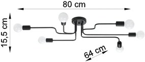 Czarna lampa sufitowa industrialna 6-punktowa - A627-Brif