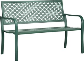 Outsunny Ławka Ogrodowa z Metalu dla 2 Osób, Odporna na Warunki Atmosferyczne, 127 cm x 63 cm x 83 cm, Zielona