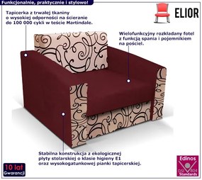 Brązowy rozkładany fotel z funkcją spania H0-R86