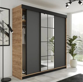 Szafa Przesuwna LAMARO 200 Dąb Craft/Grafit